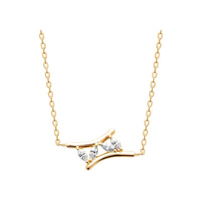 Collier en plaqué or et oxyde de zirconium - 45cm