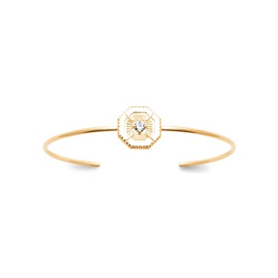 Bracelet jonc en plaqué or et oxyde de zirconium