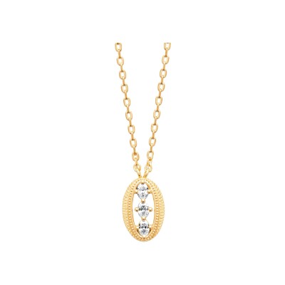 Collier en plaqué or et oxyde de zirconium - 45cm
