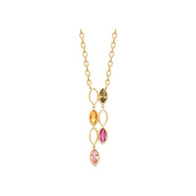 Collier en plaqué or et pierre synthétique - 45cm