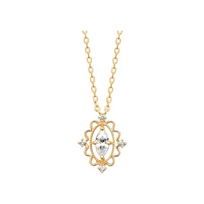 Collier en plaqué or et oxyde de zirconium - 45cm