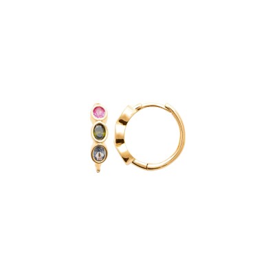 Boucles d'oreilles créoles en plaqué or et pierre synthétique