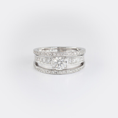 Bague Florentine or blanc & diamants