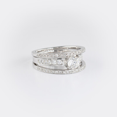 Bague Florentine or blanc & diamants