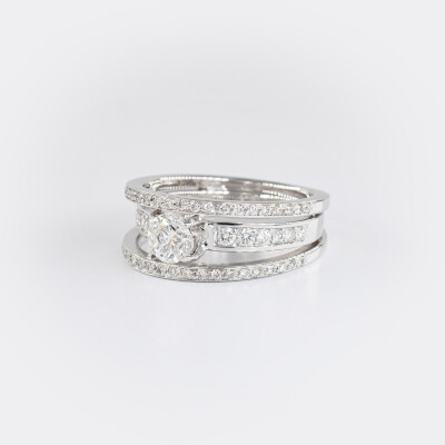 Bague Florentine or blanc & diamants