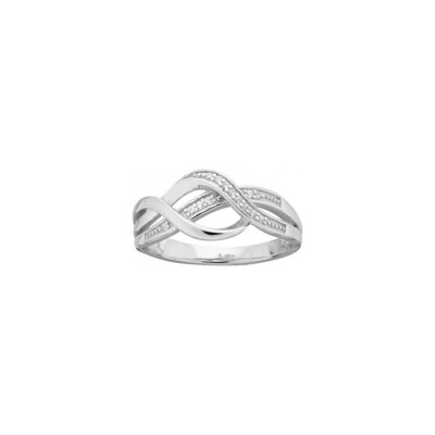 Bague motif vague en argent et oxyde de zirconium