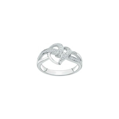 Bague coeur en argent et oxyde de zirconium, taille 54