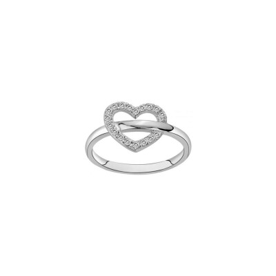 Bague coeur en argent et oxyde de zirconium, taille 58