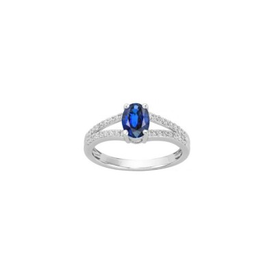 Bague en argent, spinelle bleue et oxyde de zirconium, taille 56