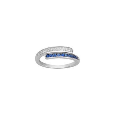 Bague en argent, spinelle et oxyde de zirconium