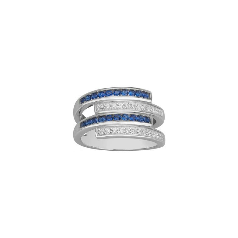 Bague en argent, spinelle et oxyde de zirconium, taille 58