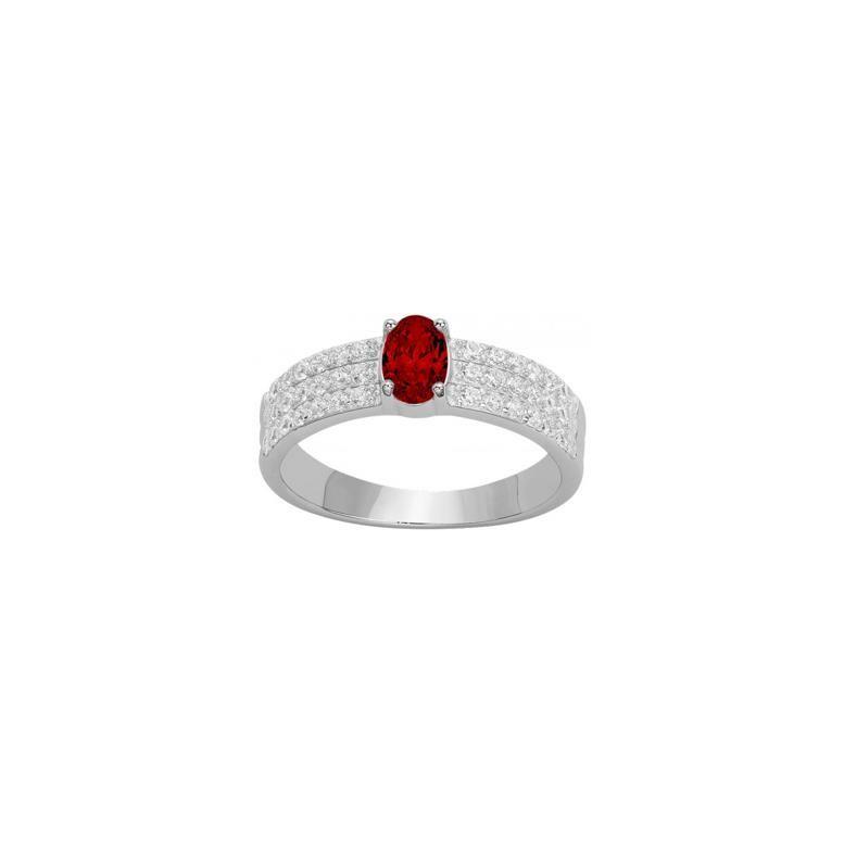 Bague en argent, spinelle synthétique et oxyde de zirconium