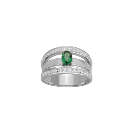 Bague en argent, spinelle synthétique et oxyde de zirconium