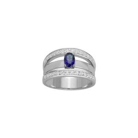 Bague en argent, spinelle synthétique et oxyde de zirconium