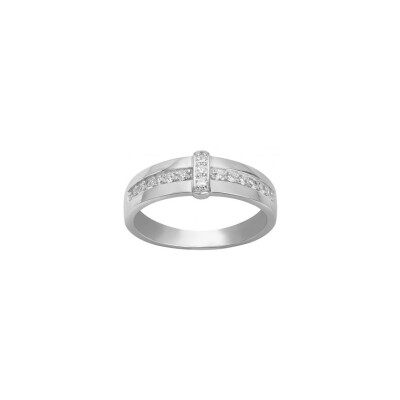 Bague en argent et oxydes de zirconium, taille 54