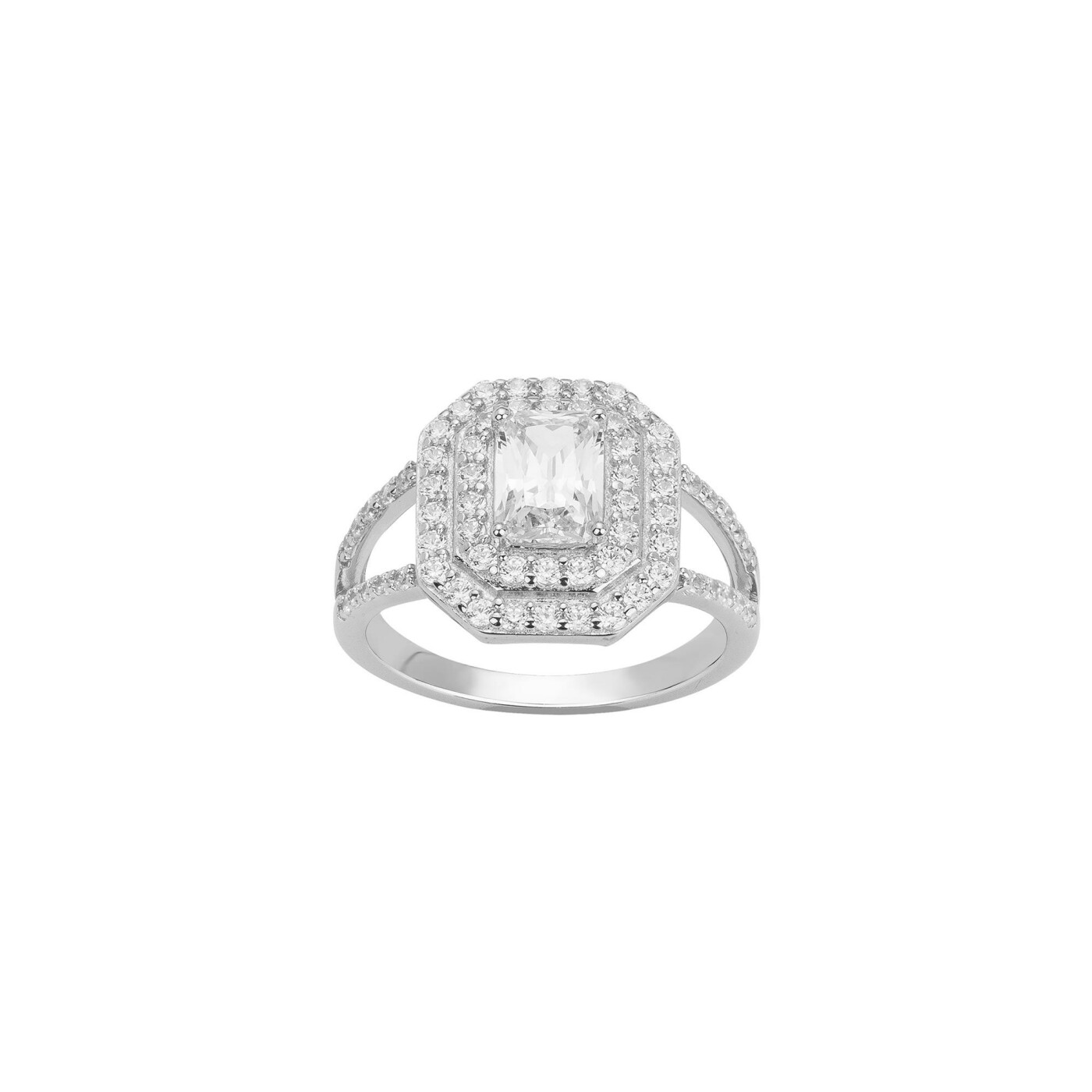 Bague en argent et oxydes de zirconium