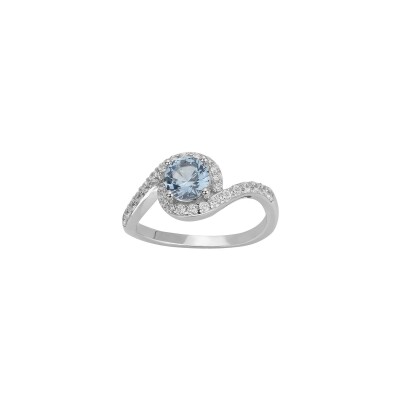 Bague en argent, oxydes de zirconium et pierres de couleurs