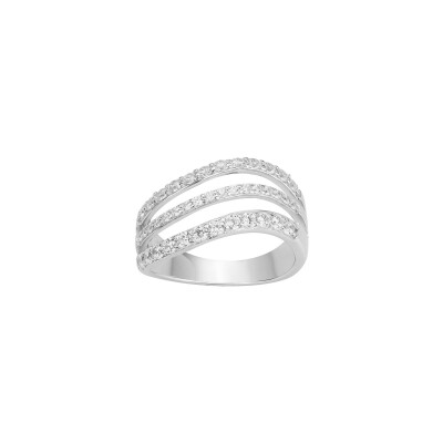Bague en argent et oxydes de zirconium, taille 56