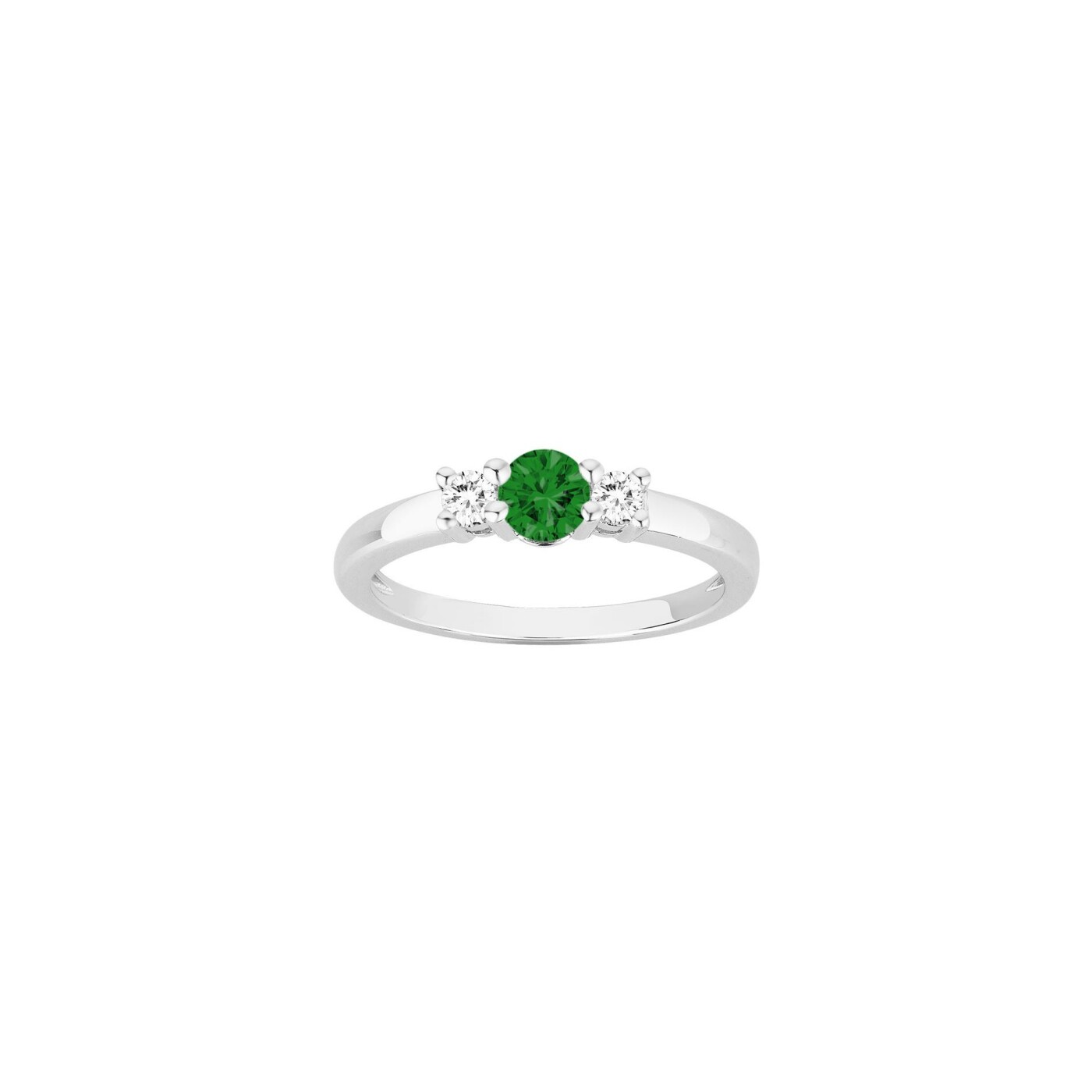 Bague en argent et oxydes de zirconium verts et blancs