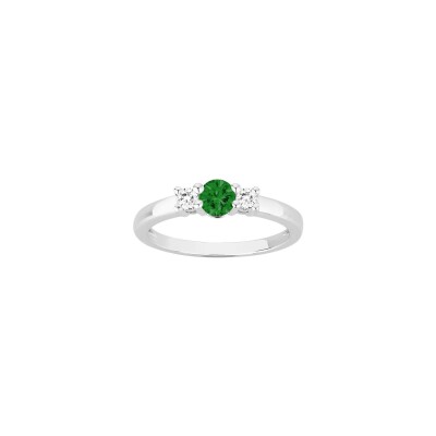 Bague en argent et oxydes de zirconium verts et blancs