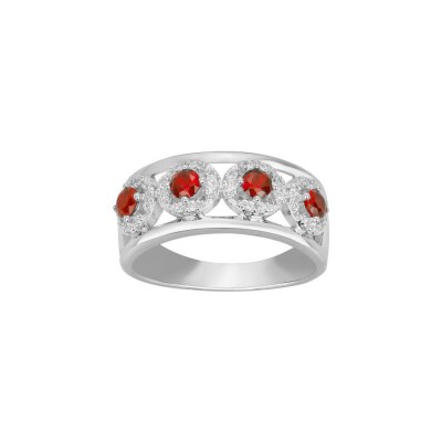Bague en argent, oxydes de zirconium et spinelle synthétique, taille 54