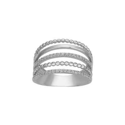 Bague en argent et oxydes de zirconium, taille 56