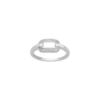 Bague en argent et oxydes de zirconium, taille 54