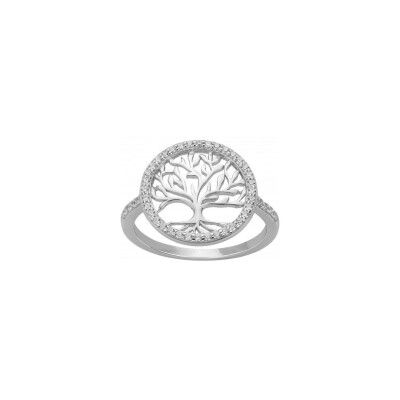 Bague en argent et oxydes de zirconium, taille 54