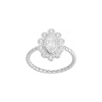 Bague en argent et oxyde de zirconium, taille 54