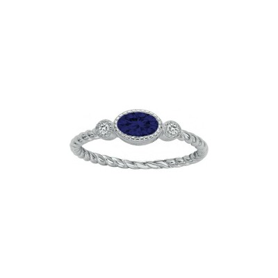 Bague en argent et oxyde de zirconium, taille 54