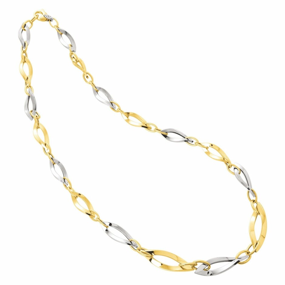 Collier en or blanc et or jaune, 42cm