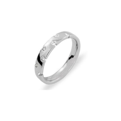 Alliance en or blanc et diamants de 0.1ct, 3.5mm