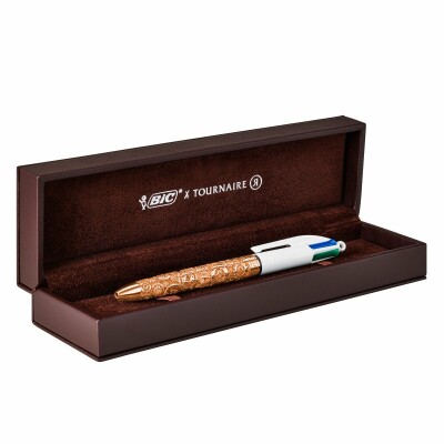 Stylo Tournaire Bic Engrenages Rose Serie Limitée N°70 en bronze plaqué or rose