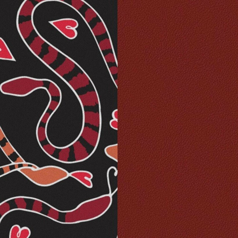 Cuir pour manchette Les Georgettes Motif Serpent Coeur / Carmin, 14mm