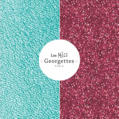 Cuir Les Miss Georgettes turquoise sirène / paillettes violine, 12mm