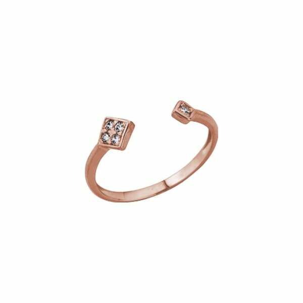 Bague small Les Georgettes Les Cumulables, finition dorée rose, oxydes de zirconium, taille 56