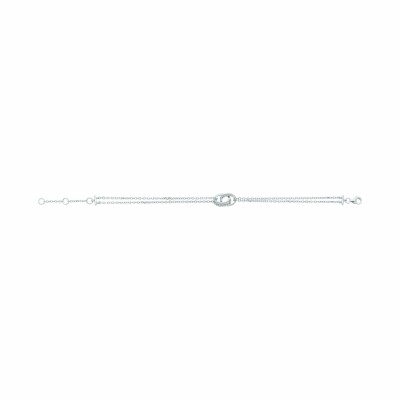 Bracelet souple mono-motif en argent et oxydes de zirconium