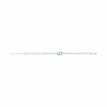 Bracelet souple mono-motif en argent et oxydes de zirconium