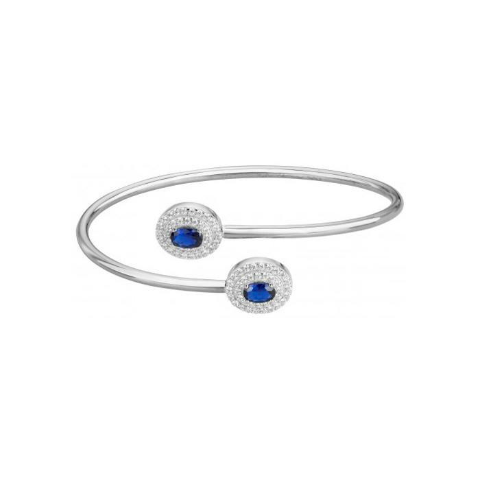 Bracelet en argent, spinelle bleue et oxyde de zirconium