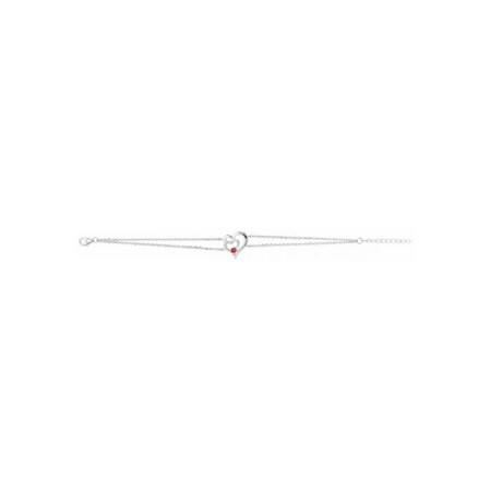 Bracelet en argent, spinelle rouge et oxyde de zirconium