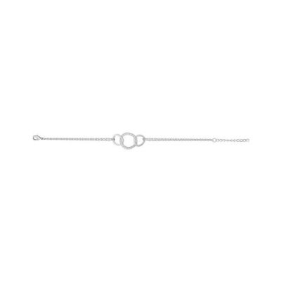 Bracelet souple mono-motif en argent et oxydes de zirconium