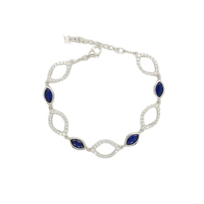 Bracelet souple multi-motifs en argent et pierres de couleurs