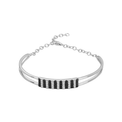 Bracelet en argent et oxydes de zirconium noirs et blancs