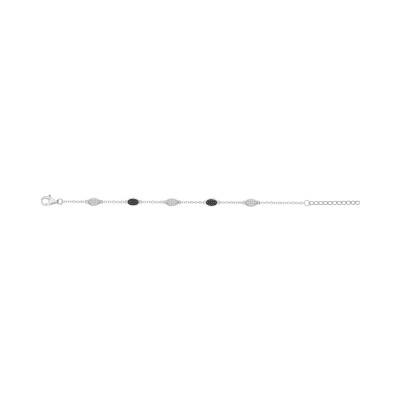 Bracelet en argent et oxydes de zirconium noirs et blancs