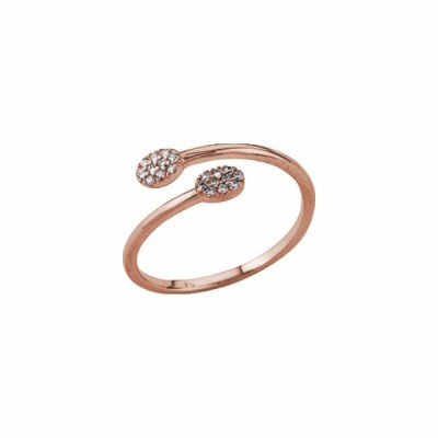 Bague small Les Georgettes Les Cumulables, finition dorée rose, oxydes de zirconium, taille 56