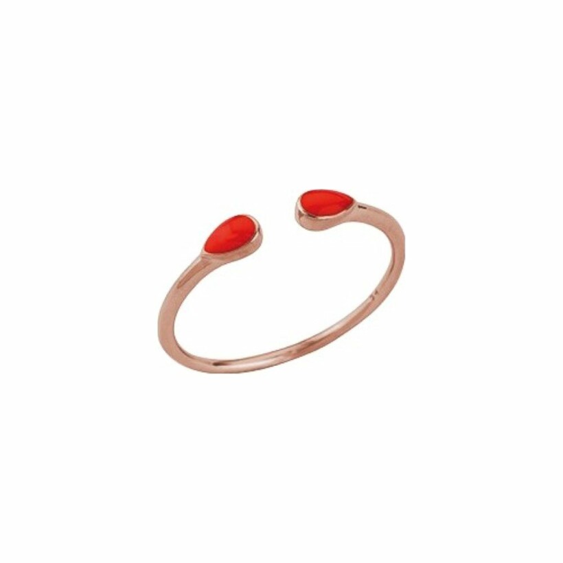 Bague small Les Georgettes Les Cumulables, finition dorée rose, laque, taille 50