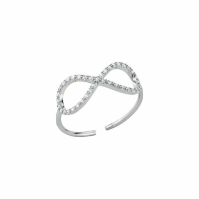 Bague large Les Georgettes Les Cumulables, finition argentée, oxydes de zirconium, taille 56