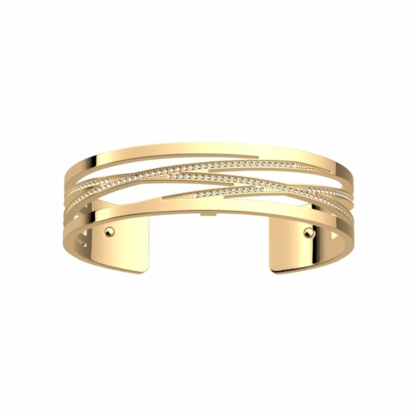 Bracelet manchette Les Georgettes Liens en laiton doré et oxyde de zirconium, 14mm