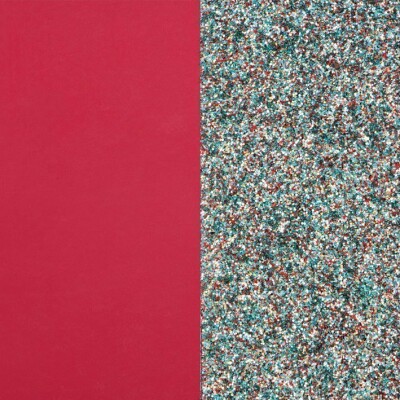 Cuir pour collier Les Georgettes framboise soft / paillettes multicolores, 40mm