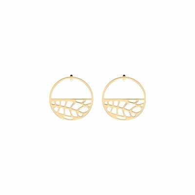 Boucles d'oreilles créoles Les Georgettes Les Essentielles Fougères dorées, 43mm